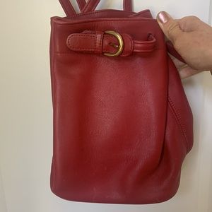 Coach Authentic Red Leather Gold Hardware Bucket Bag
